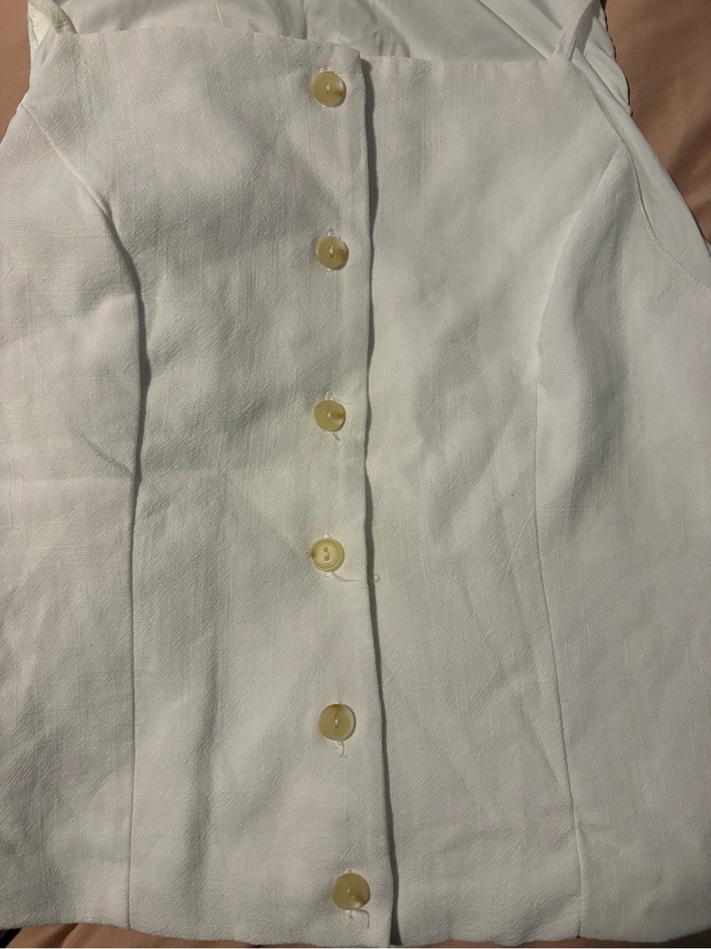 White Button-Front Linen-Blend - Picture 2 of 4
